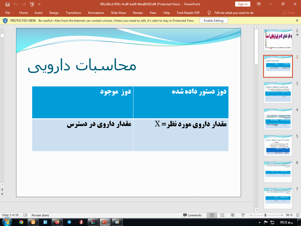 دانلود پاورپوینت محاسبات دارویی